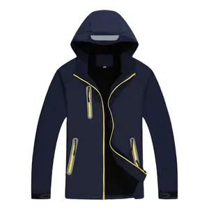 Toptan rüzgarlık spor ceket kapşonlu su geçirmez dağ yağmur Mens kış ceket tığ işi Polyester/pamuk malzeme