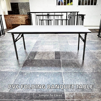 Table de banquet rectangulaire pliable en PVC en gros, prix bas, matériau métallique pour hôtel et usage extérieur