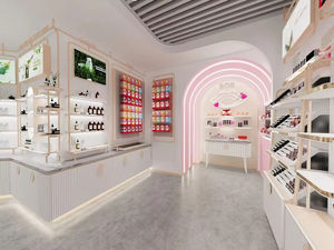Conception d'intérieur de boutique de cosmétiques, service de personnalisation complet pour les aménagements de boutiques de maquillage commerciales, décoration minimaliste de magasin de cosmétiques - Product Image 4