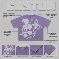 Camiseta de manga corta estilo americano, personalizada, de 300g, con efecto lavado y desgastado, estampado de retrato y diseño holgado.