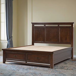 Cama de Madeira Maciça a Preço Acessível, Cama Clássica de Madeira com Duas Gavetas de Armazenamento, Cama King Size para Apartamento, Mobiliário de Hotel - Product Image 1