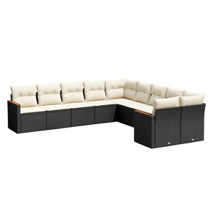 Conjunto de Sofás de Jardín de Ratán Negro, Muebles de Exterior Grandes, Diseño Modular Elegante, Cojines de Espuma de Alta Densidad - Product Image 1