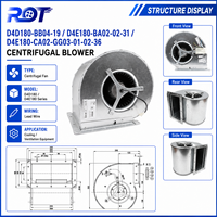 Ventilador de Refrigeración AC Original Alemán con Curva Hacia Adelante D4D180-BB04-19, Sistema de Ventilación de Refrigeración Estable y de Bajo Ruido