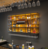 Étagère à vin en fer de luxe léger, étagère murale industrielle pour la décoration de bar