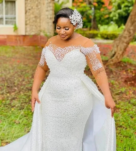 <span class=keywords><strong>Robe</strong></span> de mariée luxueuse Mumuleo Aso Ebi avec perles, 2024, avec jupon, <span class=keywords><strong>robe</strong></span> à manches longues, grande taille, robes de mariée - Product Image 4