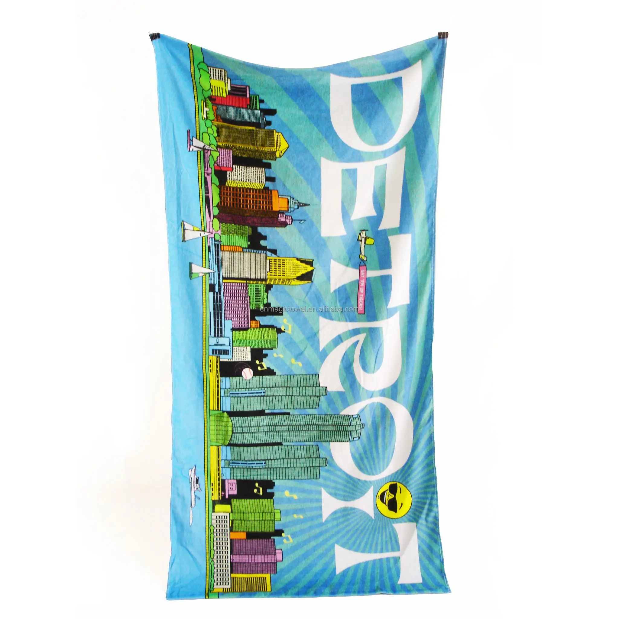 Manufacturers ODM Custom Printed Cotton Beach Towel Large Customized Bath Beach Towel With Logo
