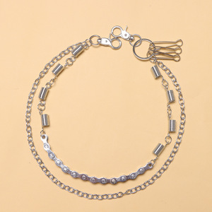 Chaîne de taille double couche style punk Yueli, porte-clés en argent tibétain, chaîne de pantalon, chaîne de corps décontractée et tendance - Product Image 4