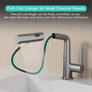 Modern Premium Brass Pull-Down Faucet for <strong>Bathroom</strong> Sink Single Handle <strong>Retractable</strong> Rain <strong>Shower</strong> <strong>Head</strong> Flexible Made Durable - Product Image 4