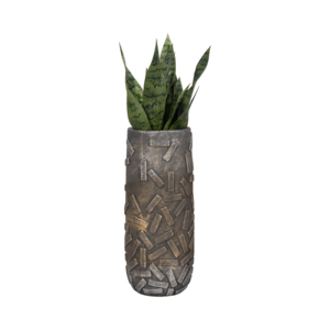 Vaso in Ceramica Moderno con Texture, Cilindrico a Strati con Finitura Metallica, Decorazione per Soggiorno, Elemento d'Arredo - Product Image 2