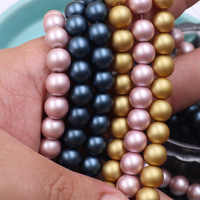 Perles de verre mates noires, blanches, dorées, bleu marine de 8 mm, finition givrée de qualité supérieure pour bijoux de luxe et décoration élégante, disponibles en vrac