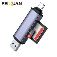FEIXUAN, superventas, lector de tarjetas TF/SD 2 en 1 personalizado, aleación de aluminio, USB 3,0, 5Gbps, lectores de tarjetas para teléfonos móviles, dispositivos tipo C