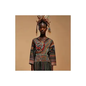 독특한 Dashiki 프린트 드레스 의 좋은 가격 대담한 스타일을위한 다채로운 아프리카 섬유