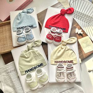 도매 신생아 면 양말 귀여운 아기 모자 양말 세트 단색 아기 여자 남자 양말 - Product Image 1