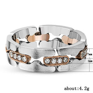 Anello F256 con Diamante in Oro Bianco Placcato Oro Rosa, Taglio Brillante Rotondo, Diamanti Naturali, Fede Nuziale Unisex - Product Image 3