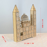 Calendrier de l'Avent en bois pour le Ramadan, calendrier de compte à rebours de 30 jours pour l'Eid Mubarak, décoration de maison musulmane en forme de mosquée, cadeau du Ramadan