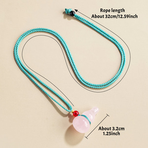 Ciondoli a Forma di Zucca in Quarzo Rosa Naturale, Decorazioni Artigianali in Cristallo per Guarigione Spirituale, Vari Materiali - Product Image 2