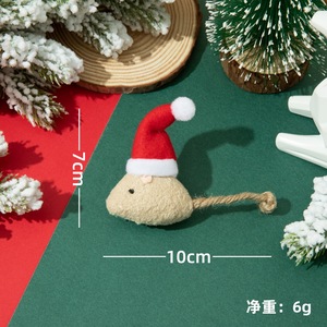 Juguetes de lujo para mascotas, teaser para gatos con relleno de menta, juguete de ratón de hierba gatera de Navidad con sombrero, juguete de gato de peluche dentro de hierba gatera - Product Image 4