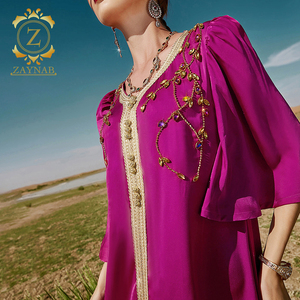 Zaynab musulman Jalabiya saoudien <span class=keywords><strong>Djellaba</strong></span> Dubaï Satin Patchwork strass robe pour <span class=keywords><strong>arabe</strong></span> fête réception de mariage - Product Image 4