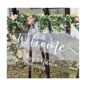 Enseigne de mariage en verre transparent, panneau de bienvenue en acrylique à personnaliser, 18x24, affichage et présentation de mariage - Product Image 1