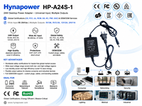 Adaptateur secteur de bureau OEM/ODM 24W, entrée 90-264VAC, sortie 5/9/12/24VDC, niveau VI CE FCC classe II pour routeur Hynapower HP-A24S-1
