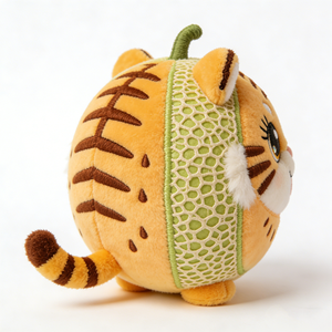 Peluche híbrido de melón tigre esférico personalizado con ribete de cáscara de melón de malla, rayas de tigre bordadas y semillas de melón - Product Image 2