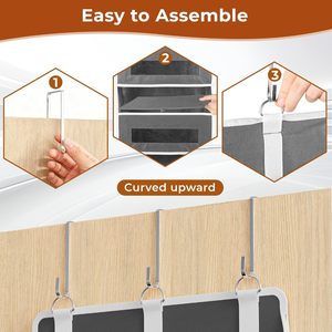 Organisateur à suspendre derrière la porte à 5 niveaux, 33x15x85cm, avec 10 poches en filet pour le rangement, étagères suspendues derrière la porte - Product Image 6