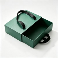 Grüne Schubladen-Geschenkbox mit Bandgriff, Karton-Schiebeverpackung, individuelles Logo für Einzelhandel und Großhandel
