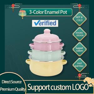<span class=keywords><strong>Casserole</strong></span> en émail macaron à vente directe d'usine, pot à lait épais, universel <span class=keywords><strong>pour</strong></span> les tables de cuisson à gaz et à <span class=keywords><strong>induction</strong></span> - Product Image 3