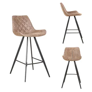 2023 New Design Luxury Leather Upholstered Stools Bar Chair Backrest High Restaurant Bar Chairs