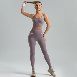 Vêtements d'exercice de taille élastique respirants avec style de soutien-gorge Leggings de fitness minces à haute élasticité - Product Image 4