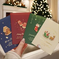Cartes de vœux de Noël créatives en bois 3D avec breloques, dorure à chaud, ensemble cadeau d'invitations en papier pour les fêtes