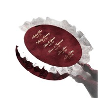 Cartes de menu de mariage personnalisées en velours et coton, élégantes, vintage, romantiques, professionnelles, avec pompon et dorure à chaud, pour réception intérieure et dîner