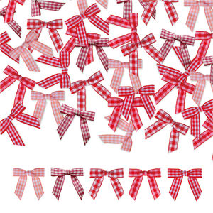 1,5 pulgadas Mini Check Plaid Gingham lazos de Navidad con cinta adhesiva para árbol de Navidad manualidades DIY decoración del hogar - Product Image 2