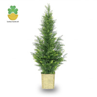 Arbre de cyprès artificiel détachable de 4 pieds, pot tressé doré de 120 cm, articles de décoration pour la maison, plante d'intérieur et d'extérieur