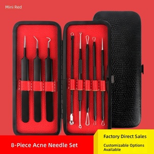 8pcs Black Stainless Steel Blackhead Remover Set Acne <b>Needle</b> Tool Kit with Storage <b>Case</b> for Facial Skin Care - Product Image 5