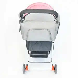 Multifunctional Waterproof Custom PU Leather Mom Baby Diaper Stroller Caddy Bag For Travel