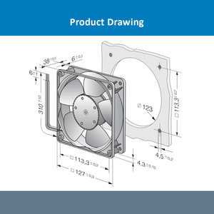 พัดลมระบายความร้อนแบบแกน ebmpapst 5218NH ขนาด 127x127x38 มม. 48VDC 3650 รอบต่อนาที 9.6 วัตต์ 252 ลูกบาศก์เมตร/ชั่วโมง  แบบไฟฟ้า  OEM ODM - Product Image 4