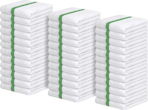 Paño de Microfibra para Limpieza del Hogar, Multiusos, Blanco con Franja Verde, Absorbente, para Uso en la Cocina - Product Image 1