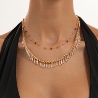 Colliers superposés bohèmes en verre goutte d'eau avec pampilles pour femmes, élégants, pour soirée, colliers ras-du-cou empilables, accessoires de bijoux, cadeaux