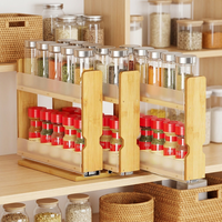 Étagère à épices coulissante robuste en bambou ZJH, organisateur de placard à 3 tiroirs (largeur de 2 po), design coulissant à 2 niveaux, largeur de 7,6 po, naturel