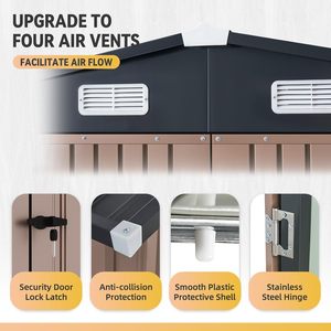 Wholesale 8x6FT Shed with Floor Galvanized Steel Outdoor <strong>Storage</strong> Shed Metal <strong>Garden</strong> Shed with Double Doors - Product Image 3
