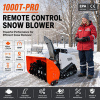 Souffleuse à neige télécommandée puissante de 15 CV à moteur essence, avec tarière à double étage sur chenilles, pour le déneigement des allées et trottoirs