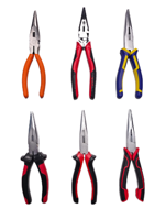 Pince à bec effilé multi-usage, dentelée, qualité industrielle, en acier au carbone, coupe-fil, poignée souple en plastique, OEM, 6 pouces, métrique