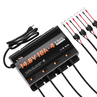Câble de sortie 4 banques 12V 10A 78.74 pouces Chargeur de batterie au lithium IP65-rated Protection de charge intelligente Indicateur LED 2 ans