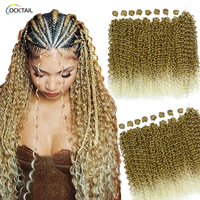 Nouvelles mèches de cheveux synthétiques Jerry Curl couleur Ombré Blond 613 avec tresses au crochet, design innovant et confortables à porter