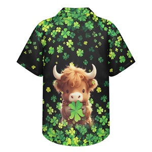 Camicie da uomo per il Giorno di San Patrizio, design con trifoglio verde, maniche corte, oversize, estive, taglie forti 2XS-5XL - Product Image 2