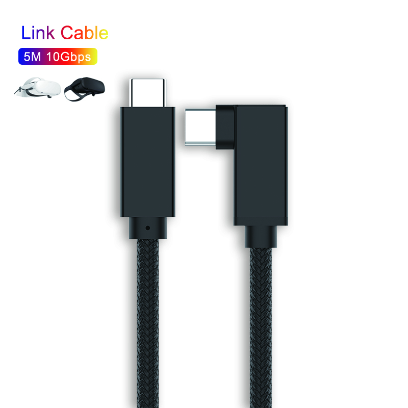 DataRoad 5 м правый ангельский локоть нейлон Быстрая зарядка 10 Гбит/с Передача данных USB C 3,2 Gen2 кабель для Oculus Quest 2 Link VR