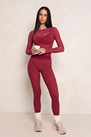 Ensemble de yoga personnalisé à motif de points, séchage rapide, haut à manches longues en maille légère, mélange de transparence délicate, ensemble de yoga 3 pièces