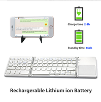 Clavier miniature sans fil Bluetooth à membrane pliable avec pavé tactile, interface PS/2, matériau ABS - Compatible sans rétroéclairage pour ordinateur de bureau, tablette, téléphone