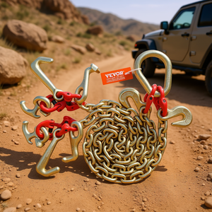 Chaîne de remorquage Vevor 5/16 po x 3 pi G80 avec crochets de préhension RTJ, capacité de 10 800 lb pour le récupération de véhicules - Product Image 2